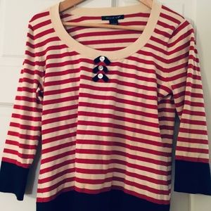 Viscosa/silk stretchy striped top